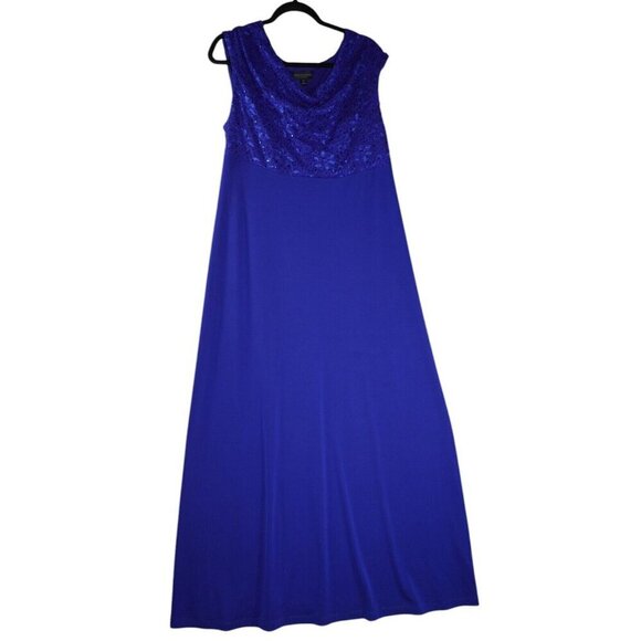 Connected Apparel Royal Blue Lace Gown - Size 14W - Elegant Formal Dress - Picture 4 of 13